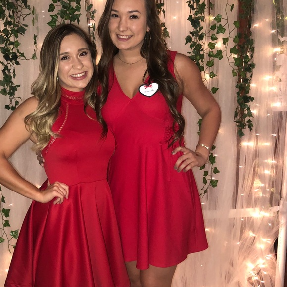 Beautiful Red Dress with Tie Accents - Picture 5 of 5